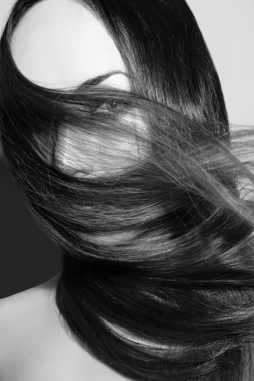 flowing, hair, hairs, person, model, woman, beauty, haircare, elegance, sensual, female, in, the, wind, windy, black and white, face, covered, gray hair, haircare, haircare, haircare, haircare, haircare